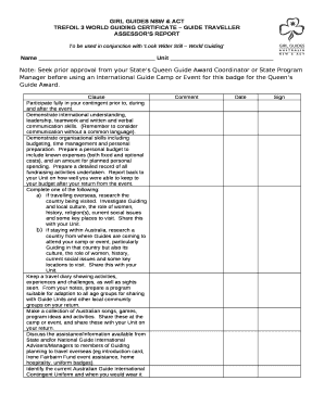 TREFOIL 3 WORLD GUIDING CERTIFICATE GUIDE TRAVELLER