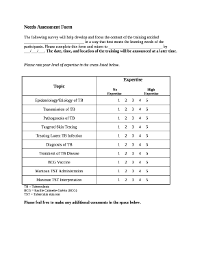 The following survey will help develop and focus the content of the training entitled in a way that best meets the learning needs of the participants