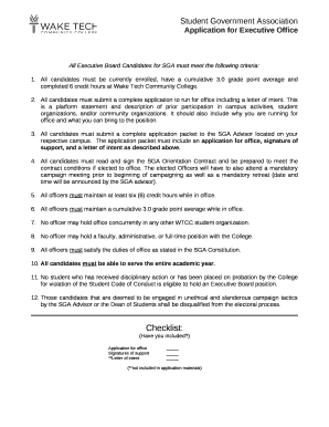 Application for Executive Office