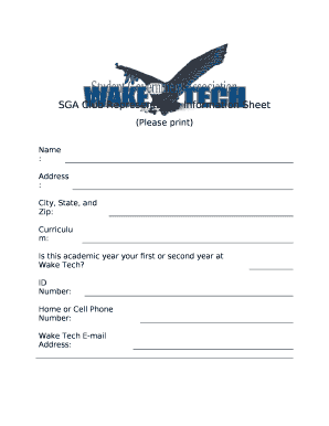 SGA Club Representative Information Sheet