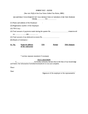 FORM VAT XXVII