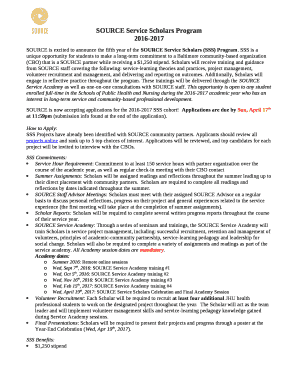 SOURCE is excited to announce the fifth year of the SOURCE Service Scholars (SSS) Program