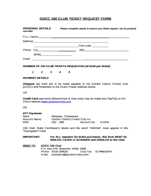 Gdcc 100 club ticket request form
