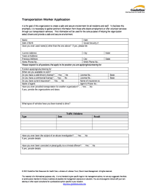 Transportation Worker Application