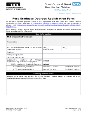 Post Graduate Degrees Registration Form