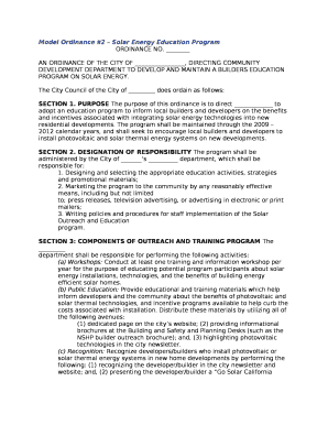Model Ordinance #2 Solar Energy Education Program