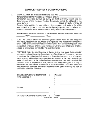 surety bond format in word