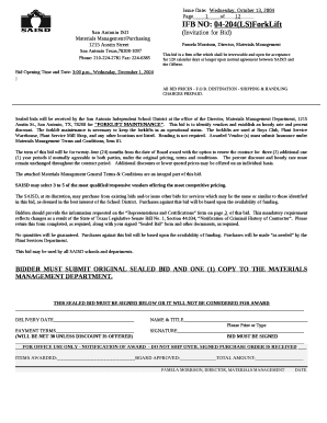 , San Antonio, TX, 78208 for "FORKLIFT MAINTENANCE