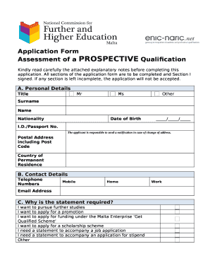 Assessment of a PROSPECTIVE Qualification