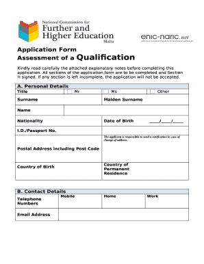Assessment of a Qualification