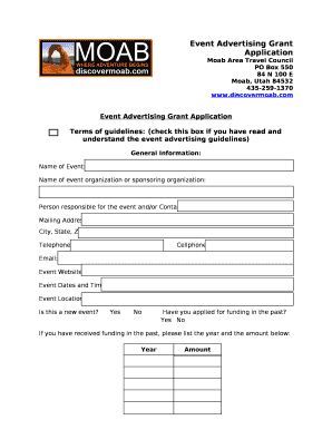 Event Advertising Grant Application