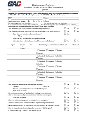 Four-Year Transfer Student-Athlete Release Form