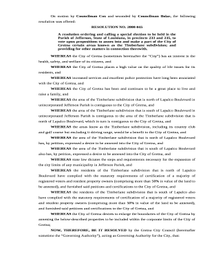 On motion by Councilman Cox and seconded by Councilman Bolar, the following resolution was offered: