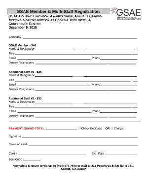 GSAE Member & Multi-Staff Registration