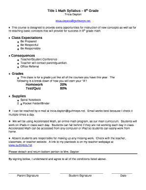 Title 1 Math Syllabus 8th Grade
