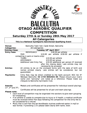 OTAGO AEROBIC QUALIFIER COMPETITION