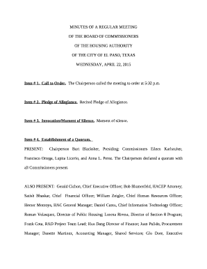 ALSO PRESENT:Gerald Cichon, Chief Executive Officer; Bob Blumenfeld, HACEP Attorney; Satish Bhaskar, ChiefFinancial Officer; William Zeigler, Chief Human Resources Officer; Hector Montoya, HAC General Manager; Daniel Cantu, Chief