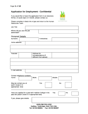 Full-Time Further Education Application Form - Hadlow College