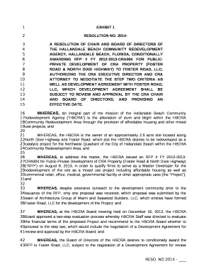 A RESOLUTION OF CHAIR AND BOARD OF DIRECTORS OF THE HALLANDALE BEACH COMMUNITY REDEVELOPMENT AGENCY, HALLANDALE BEACH, FLORIDA, CONDITIONALLY AWARDING RFP # FY 2012-2013-CRA004 FOR PUBLIC-PRIVATE DEVELOPMENT OF CRA PROPERTY (FOSTER ROAD