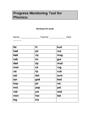 Progress Monitoring Tool for Phonics: