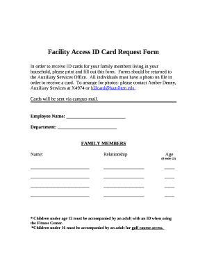 Facility Access ID Card Request Form