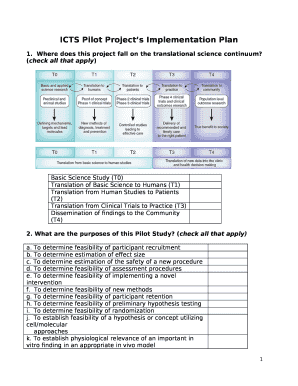 ICTS Pilot Projects Implementation Plan