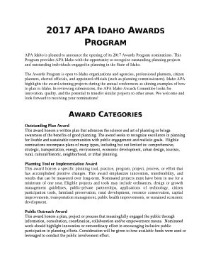 APA Idaho is pleased to announce the opening of its 2017 Awards Program nominations