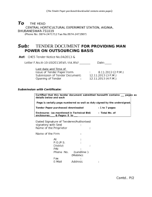 (The Tender Paper purchased/downloaded contains seven pages)