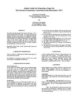 Author Guide for Preparing a Paper for