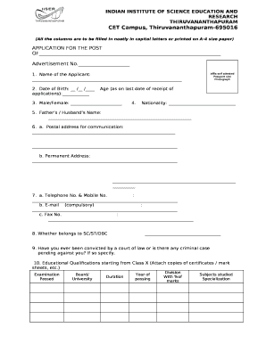 (All the columns are to be filled in neatly in capital letters or printed on A-4 size paper)