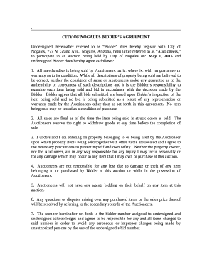 CITY OF NOGALES BIDDERS AGREEMENT