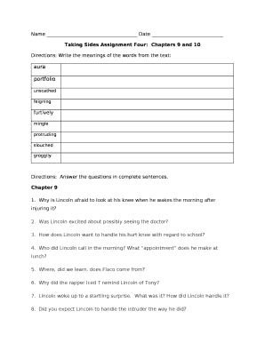 Taking Sides Assignment Four:Chapters 9 and 10