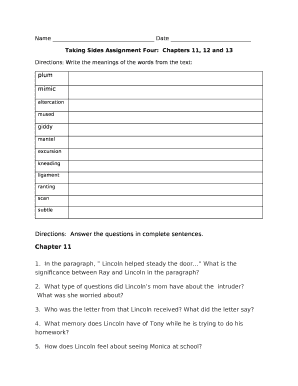 Taking Sides Assignment Four:Chapters 11, 12 and 13