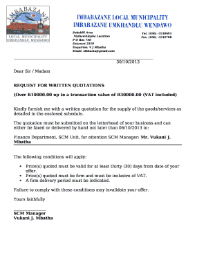 REQUEST FOR WRITTEN QUOTATIONS