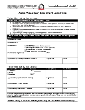 Audio Visual (AV) Equipment Loan Form