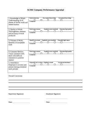 ACME Company Performance Appraisal