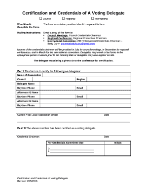 Certification and Credentials of A Voting Delegate