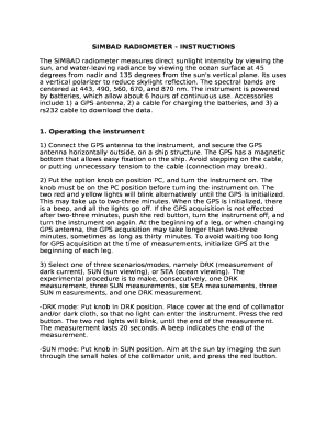 SIMBAD RADIOMETER - INSTRUCTIONS