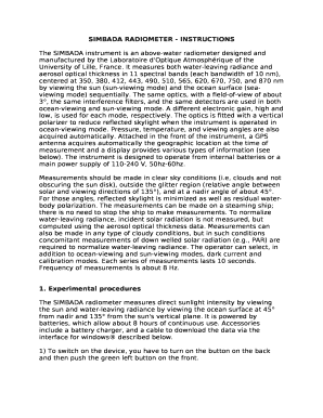 SIMBADA RADIOMETER - INSTRUCTIONS