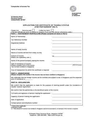 APPLICATION FOR CERTIFICATE OF TAXABLE STATUS