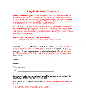 Simple Referral Template