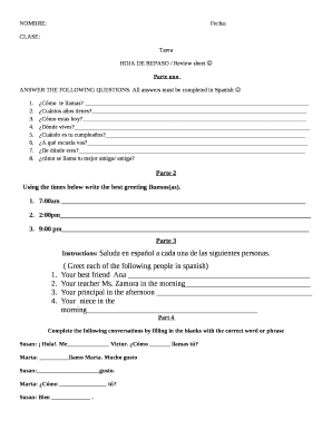 HOJA DE REPASO / Review sheet