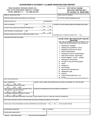 SUPERVISORS ACCIDENT / ILLNESS INVESTIGATION REPORT