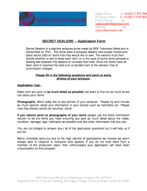 SECRET DEALERS Application Form