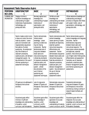 Assessment Tools: Observation Rubric