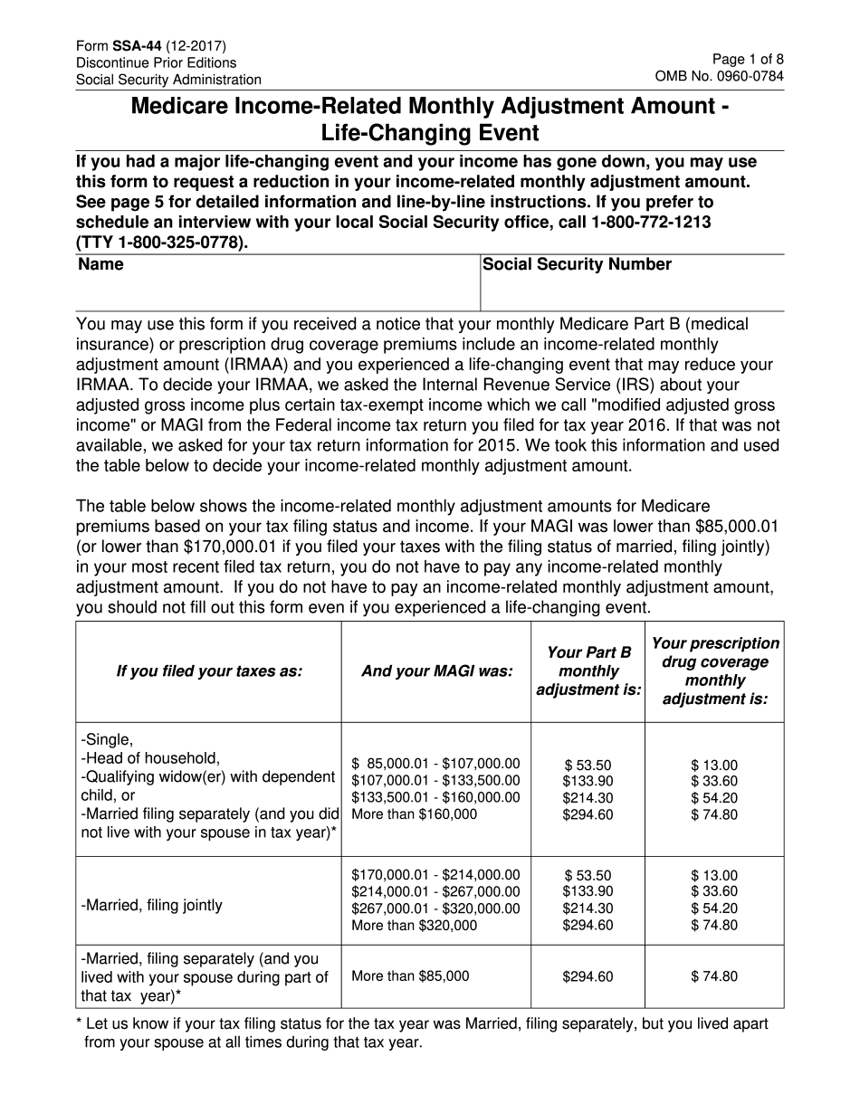 Ssa 44 Printable Blank PDF Online
