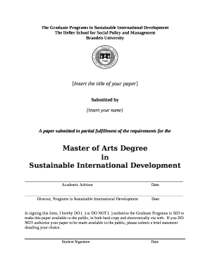 The Graduate Programs in Sustainable International Development
