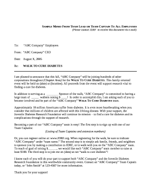 Sample Memo From Team Lead or Team Captain To All Employees