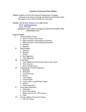 Chamber & Advanced Choir Syllabus