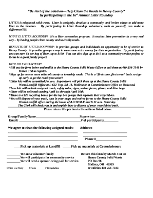 Be Part of the SolutionHelp Clean the Roads in Henry County